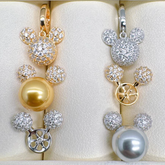 S925 silver inlaid zircon Mickey style exquisite pendant earring accessory (without pearl)